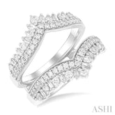 1.00 Ctw Chevron Baguette and Round Cut Diamond Insert Ring in 14K White Gold